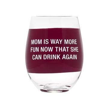 About Face Designs Hilarious Say What Collection - Stemless Wine Glass, 16-Ounce, Drink Again