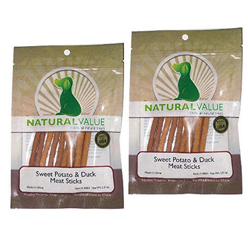 Natural Value Sweet Potato & Duck Soft Chew Meat Sticks Contains Glucosamine & Chondroitin for Hip & Joint Health(This is a 2 Pack)