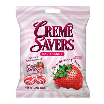 Creme Savers Strawberries and Creme Hard Candy | The Taste of Fresh Strawberries Swirled in Rich Cream | The Original Classic Creme Savers Brought To You By Iconic Candy | 3oz Bag