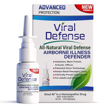 Sinol Viral Defense Nasal Spray - Defend Against Airborne Germs and Viruses - Iodine Nasal Spray, Colloidal Silver, Vitamin C to Boost Immunity - for Work, Travel, Indoor Gatherings - 114 Sprays