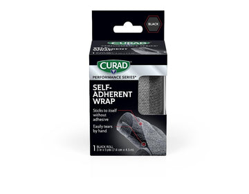 CURAD Performance Series Self-Adherent Athletic Wrap, Black, 3 inches x 5 yards, Compression Support for Sports Injuries, Joint Stability, and Muscle Recovery