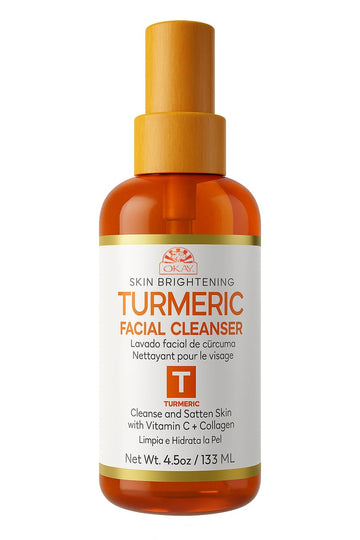 OKAY Pure Naturals Turmeric Skin Brightening Facial Cleanser 4.5 oz – Dark Spot Correcting Face Wash with Turmeric & Vitamin C, Natural Glow Enhancer for Uneven Tone, All Skin Types