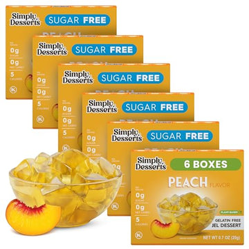 Simply Desserts Sugar-Free Peach Jel, 6-Pack – Gluten-Free Dessert, Vegan, Diabetic Friendly, Keto & Kosher, 1.7 Oz Ea