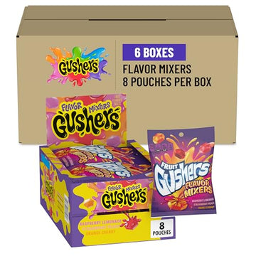 Gushers Flavor Mixers Fruit Snacks, 8 Count (Pack of 6)