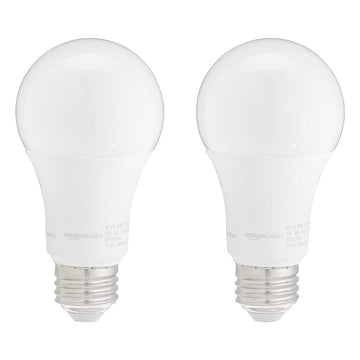 Amazon Basics 100W Equivalent, Soft White, Dimmable, 10,000 Hour Lifetime, A19 LED Light Bulb , 2-Pack