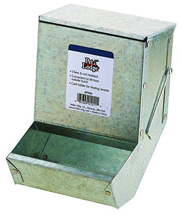 Pet Lodge® Steel Small Animal Feeder with Lid | Cage Rabbit Feeder | Holds Several Days Worth of Food | 5 Inch