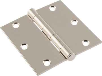 Hardware Essentials 853383 Residential Square Corner Door Hinges with Removable Pin Nicke