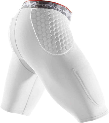 McDavid Mens Compression Shorts, Football Padded Shorts Girdle, 3 HEX Pads, Hips & Tailbone Protection w/ Cup Pocket