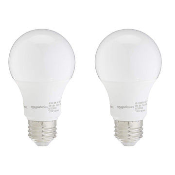 Amazon Basics 40W Equivalent, Daylight, Dimmable, 10,000 Hour Lifetime, A19 LED Light Bulb | 2-Pack