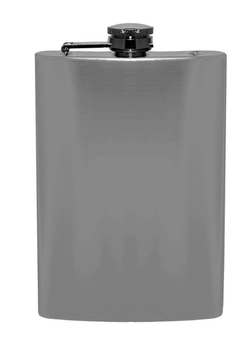 Hip Flask Holding 8 oz - Pocket Size, Stainless Steel, Rustproof, Screw-On Cap, Burnished Satin Grey Finish Perfect for Engraving