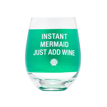 About Face Designs Say What Coastal Collection - Wine Glass, 16-Ounce, Instant Mermaid