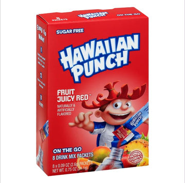 Hawaiian Punch Sugar Free On The Go Fruit Juicy Red Drink Mix Packets 8 ea