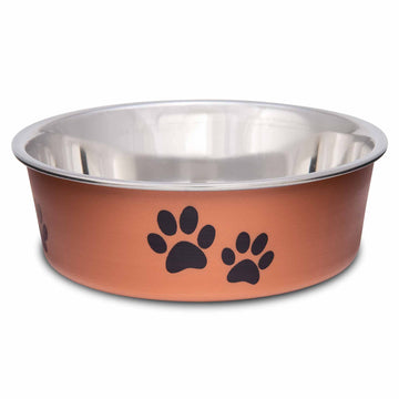 Loving Pets Bella Dog Bowls- Stainless Steel Dog & Cat Bowls - Spill Proof Dog Food Bowl, Cat Bowl, Puppy Essentials & Pet Supplies Great for Home & Travel (Small 10-20 lbs, Copper)