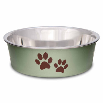Loving Pets Bella Dog Bowls- Stainless Steel Dog & Cat Bowls - Spill Proof Dog Food Bowl, Cat Bowl, Puppy Essentials & Pet Supplies Great for Home & Travel (Small 10-20 lbs, Artichoke)