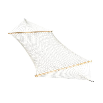 Bliss Hammocks 2-Person Hammock, Classic 80" x 60" Double Seater Hammock with Woven Cotton Rope & Wood Spreader Bar - 450 Pound Capacity, Natural