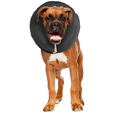 ZenPet Protective Inflatable Recovery Collar for Dogs and Cats - Soft Pet Collar Does Not Block Vision E-Collar - Designed to Prevent Pets from Touching Stitches, Wounds and Rashes (Large)