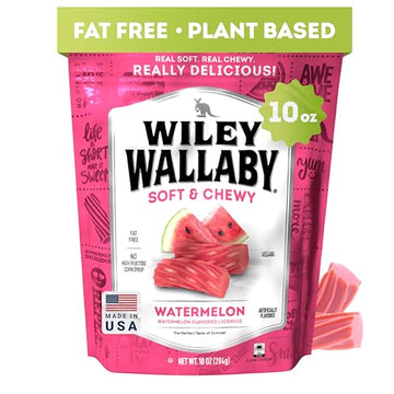 Wiley Wallaby Licorice 10 Ounce Classic Gourmet Soft & Chewy Australian Watermelon Licorice Candy Twists, 1 Pack