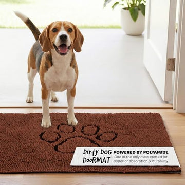 Dog Gone Smart Dirty Dog Doormat - Fast Drying Rug with Super Gripper Backing for Clean Floors - Super Absorbent and Machine Washable Mat for Muddy Paws - Brown