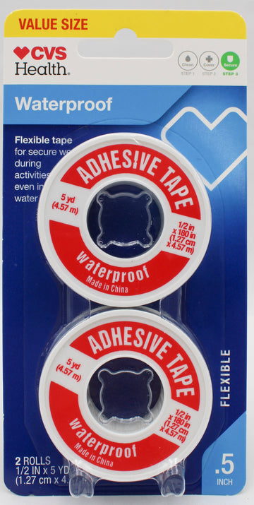 CVS WATERPROOF ADHISIVE TAPE 1/2X5YDS 2PK