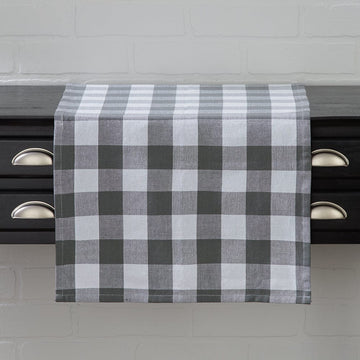 GRAY BUFFALO CHECKERED TABLE RUNNER 54"L x 16"W