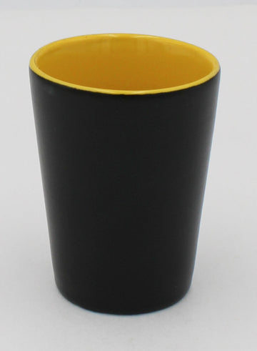 2OZ CERAMIC SHOT GLASS, MATTE, BLACK - INNER COLOR GOLD