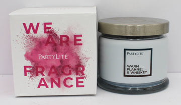 PARTYLITE WARM FLANNEL & WHISKEY 3-WICK JAR CANDLE 13.2oz