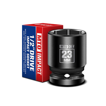 MTO 1/2" Drive 23mm Shallow Impact Socket, 6-Point Metric Socket for Automotive Maintaince, CR-V Steel Meets ANSI Standards