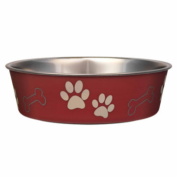 Loving Pets Bella Dog Bowls- Stainless Steel Dog & Cat Bowls - Spill Proof Dog Food Bowl, Cat Bowl, Puppy Essentials & Pet Supplies Great for Home & Travel (X-Large 65-100lbs, Merlot)