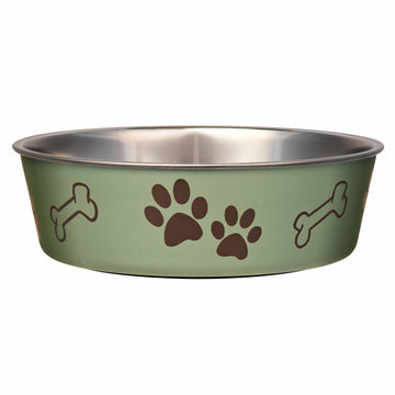 Loving Pets Bella Dog Bowls- Stainless Steel Dog & Cat Bowls - Spill Proof Dog Food Bowl, Cat Bowl, Puppy Essentials & Pet Supplies Great for Home & Travel (Large 35-65 lbs, Artichoke)