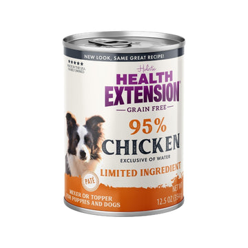 Health Extension 95% Chicken Grain-Free Wet Dog Food, High Protein Recipe, Limited Ingredients, Picky Eaters, Ideal for Sensitive Stomachs 12.5 oz (Case of 12)