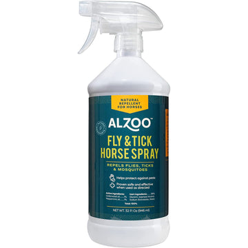 ALZOO Plant Based Fly and Tick Horse Spray, Helps Repel Mosquitoes, Horseflies & Ticks, Plant-Based Active Ingredients, 32 Fl. Oz. Spray Bottle