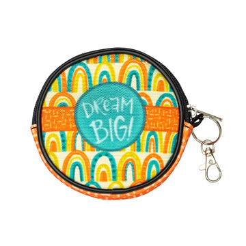 Shannon Road Gifts Simple Inspirations Round Canvas Zippered Coin Purse, 4 x 4-Inches, Dream Big