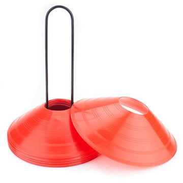 Crown Sporting Goods 12 Orange Disc Cones with Metal Transportation Caddy