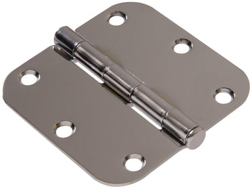 The Hillman Group 852595 3-1/2" Residential Door Hinge - 5/8" Round Corner - Removable Pin - Full Mortise - Chrome 1-Pack