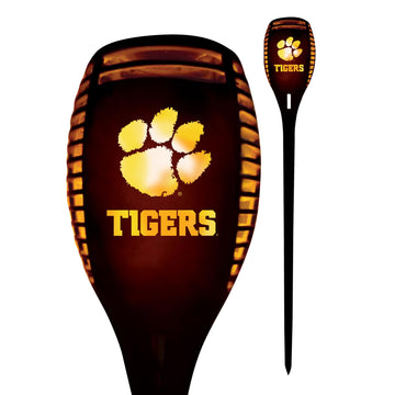 Sporticulture Clemson Tigers LED Solar Torch - 36" Waterproof Flickering Flame Light - Durable Outdoor Decor for Patio, Porch, Garden, or Poolside Landscape