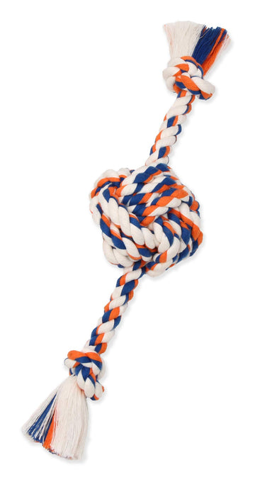 Mammoth Pet Products Flossy Chews Color Monkey Fist Ball with Rope Ends, Small, 13-Inch, MultiColored (20090F)