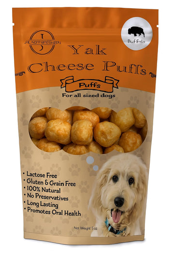 JAC NORTHLAND SUPPLY Yak Cheese Puffs, Training Treats for Dogs, All Breeds, All Life Stages, Gluten Free, 1 Count (Buffalo)