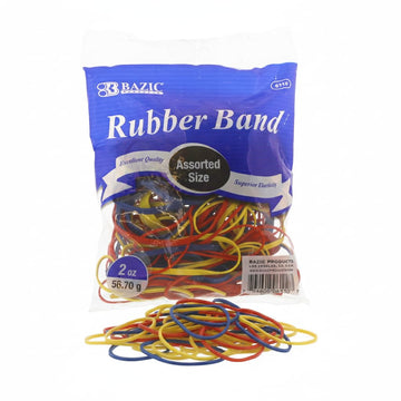 BAZIC 2 Oz./56.70g Assorted Sizes and Colors Rubber Bands (6110-36)