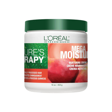 L'Oréal Technique Nature's Therapy Mega Moisture Hair Mask - Deep Conditioning & Detangling Crème, Softens and Adds Hair Shine With Botanical Extracts, For All Hair Types