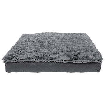 Dirty Dog Rectangle Bed, Cool Grey, 34" x 26" Medium, Super Comfy Anxiety Calm Pet Beds, Machine Washable Microfiber Soft and Comfy