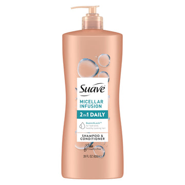 Suave 2 in 1 Shampoo and Conditioner, Micellar Infusion Cleanse and Condition Shampoo and Conditioner 2 in 1 For All Hair Types 28 oz
