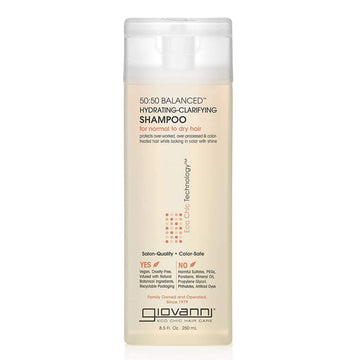 GIOVANNI ECO CHIC 50:50 Balanced Hydrating Clarifying Shampoo - Leaves Hair pH Balanced for Over-Processed Hair, Provides Moisture & Protection, Salon Quality, No Parabens, Color Safe - 8.5 oz