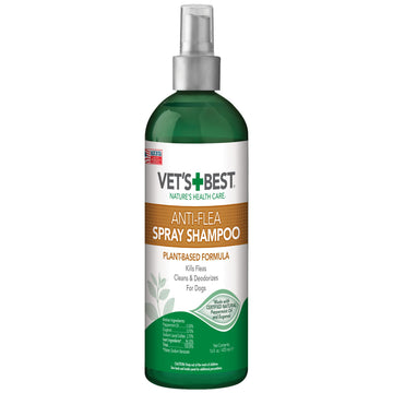Vet’s Best Natural Flea and Tick Spray Shampoo for Dogs – Natural Plant-Based Formula with Certified Essential Oils – Anti-Flea and Tick Treatment with Itch Relief – Safe Pest Control – 16 oz Bottle