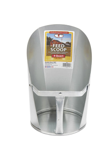 Little Giant® Galvanized Feed Scoop for Livestock | Heavy Duty Stackable Feed Scoop with Enclosed Handle (4 Quart, 1, Count)