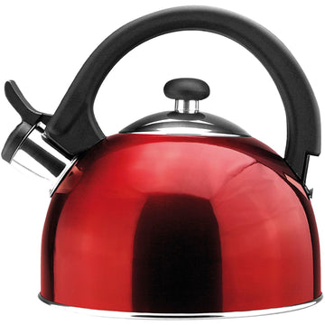 MAGEFESA Sabal Stainless Steel Whistling Red Tea Kettle, 2.1 Qts, smooth and clean pouring system, ergonomic handle, Removable Lid for Easy Cleaning Teapot
