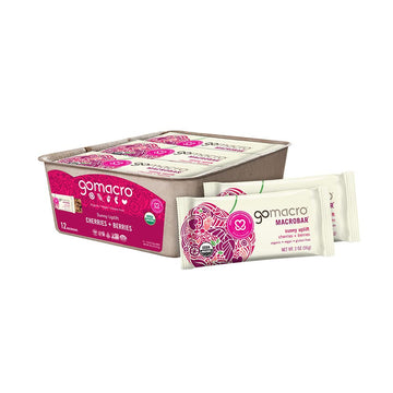 GoMacro MacroBar Organic Vegan Snack Bars - Cherries + Berries (2.0 Ounce Bars, 12 Count)