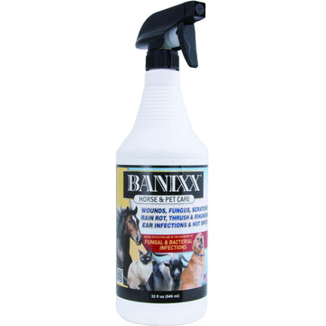BANIX Horse and Pet Care Spray for Horses, Dogs and Cats, Daily Skin and Coat Care Spray, Alcohol-Free, Non-Staining, No Odor, Made in USA, Grooming and Hoof Care Formula, 32 oz