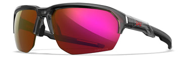 Wiley X JAKL Captivate Sunglasses, Safety Glasses for Men and Women, UV Eye Protection for Shooting and Outdoor Gloss Crystal Clear Frames, Red Mirror Lenses