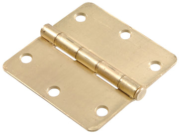 Hillman 3 1/2" Door Hinge - 1/4" Radius 853635 Brass Finish 18-Pack