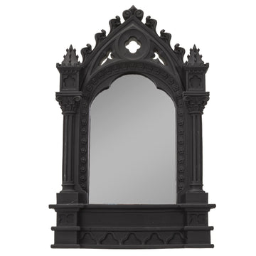 Pacific Giftware Gothic Cathedric Mirror, 10.83-inch Height, Resin, Black, Home Décor, Tabletop Décor, Halloween